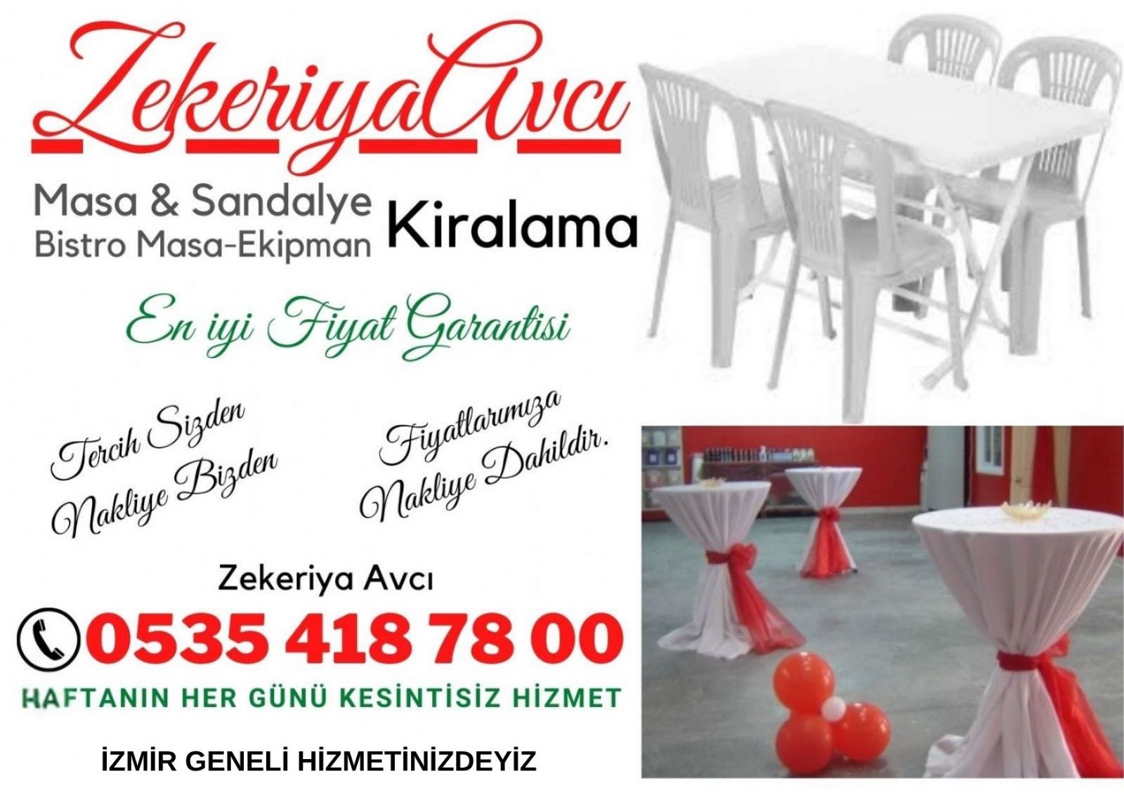 Narlıdere Masa Sandalye Kiralama
